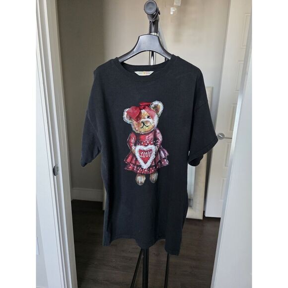Teddy Fresh Valentine’s Day V-Day Bear T-Shirt Small Medium Black - Picture 1 of 6